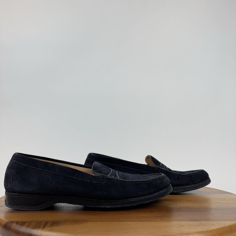 Womens Gravati Navy Blue‎ Suede Casual Slip On Penny Loafers Shoes Size 8.5 M